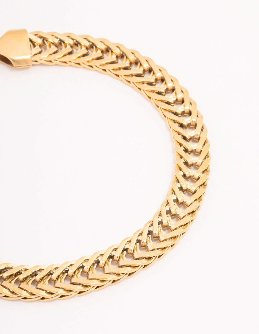 Gold Plated Flat Weave Chain Bracelet - Image 2