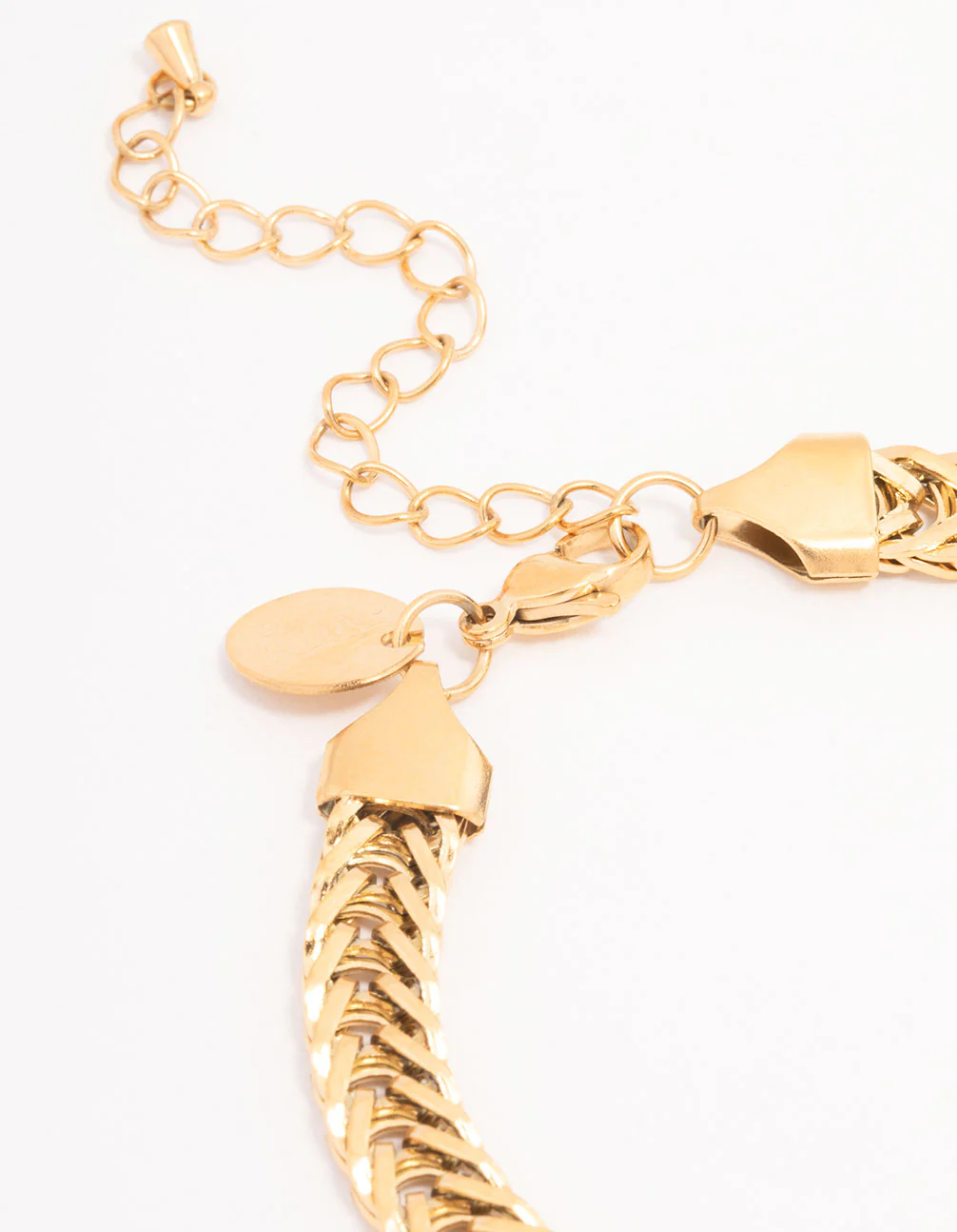 Gold Plated Flat Weave Chain Bracelet - Image 3