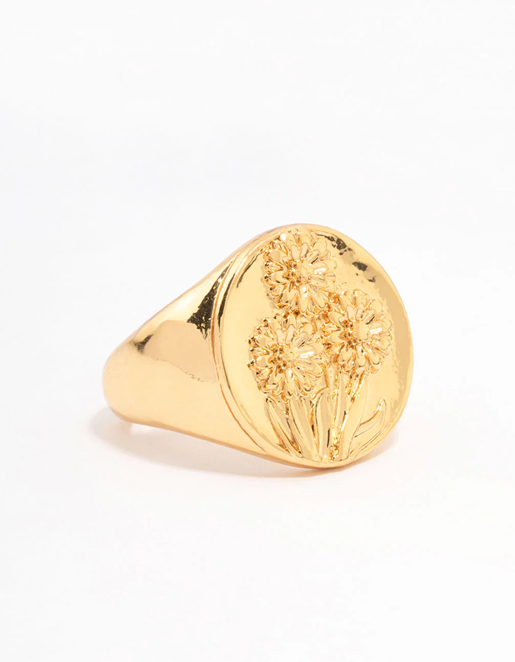 Gold Plated Floral Signet Ring - Image 4