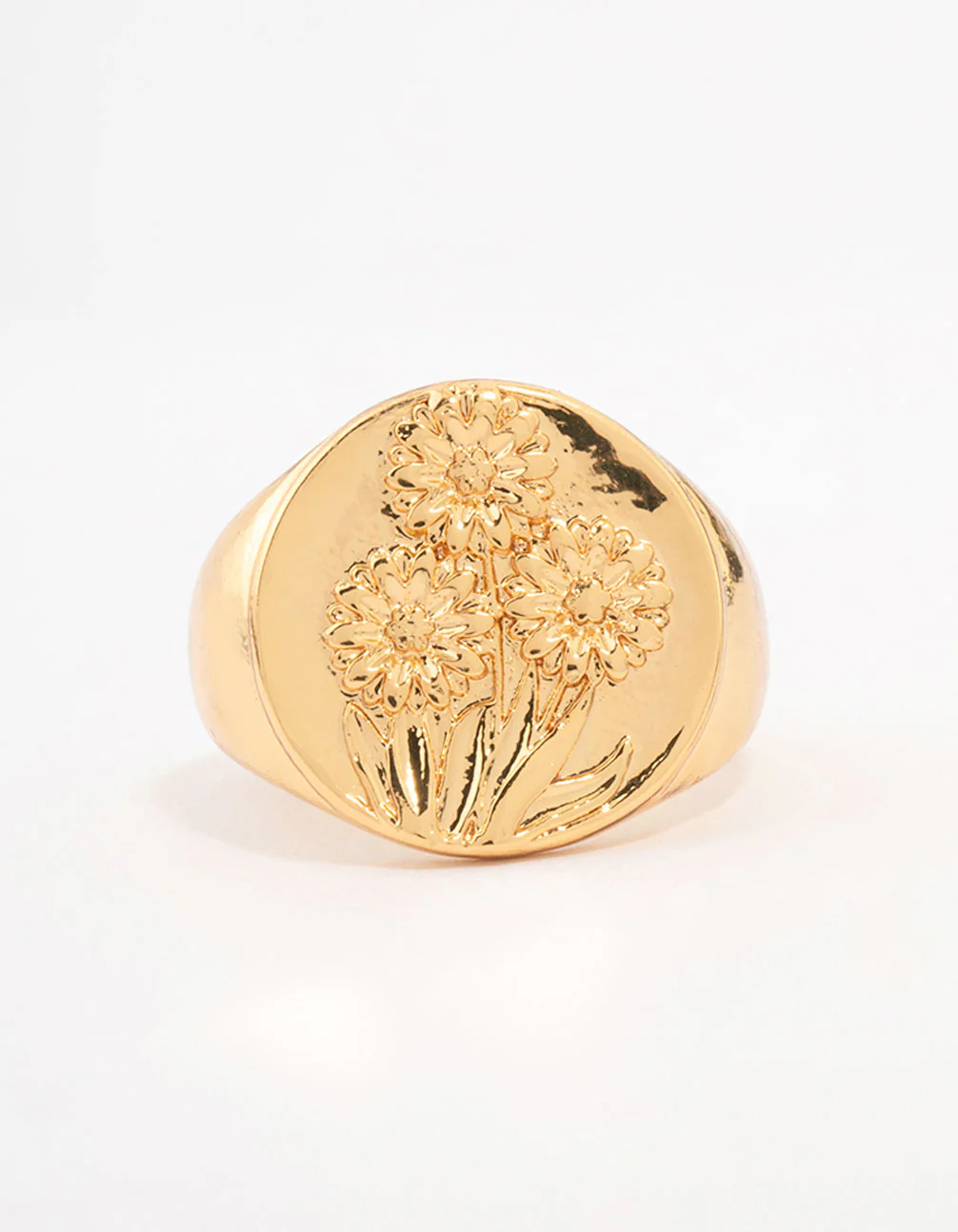 Gold Plated Floral Signet Ring - Image 6