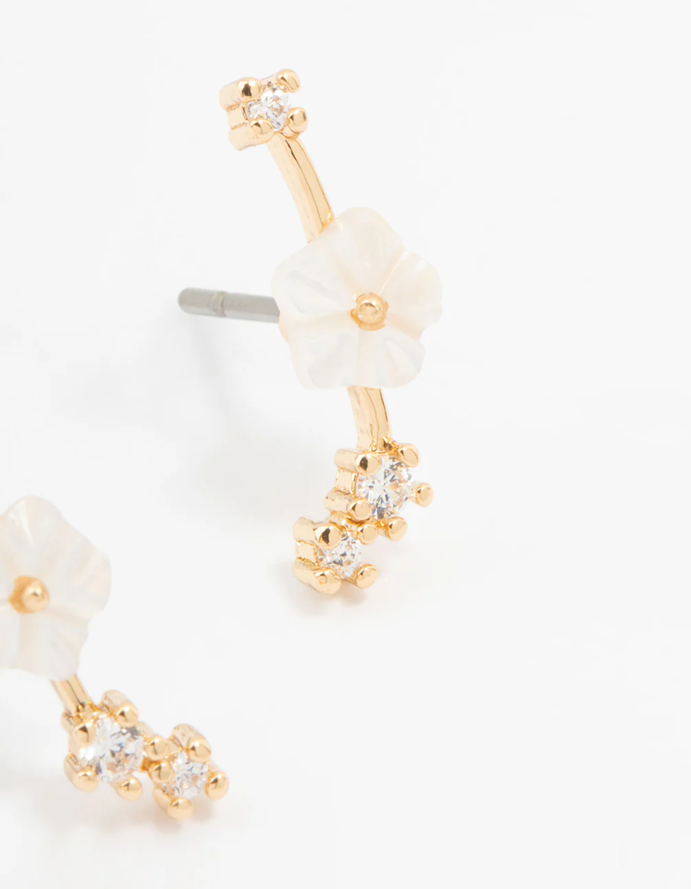 Gold Plated Flower Crawler Earrings - Image 5