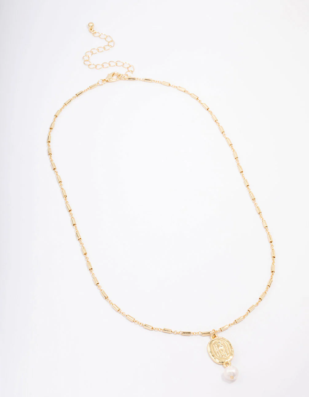 Gold Plated Freshwater Pearl Coin Pendant Necklace - Image 2