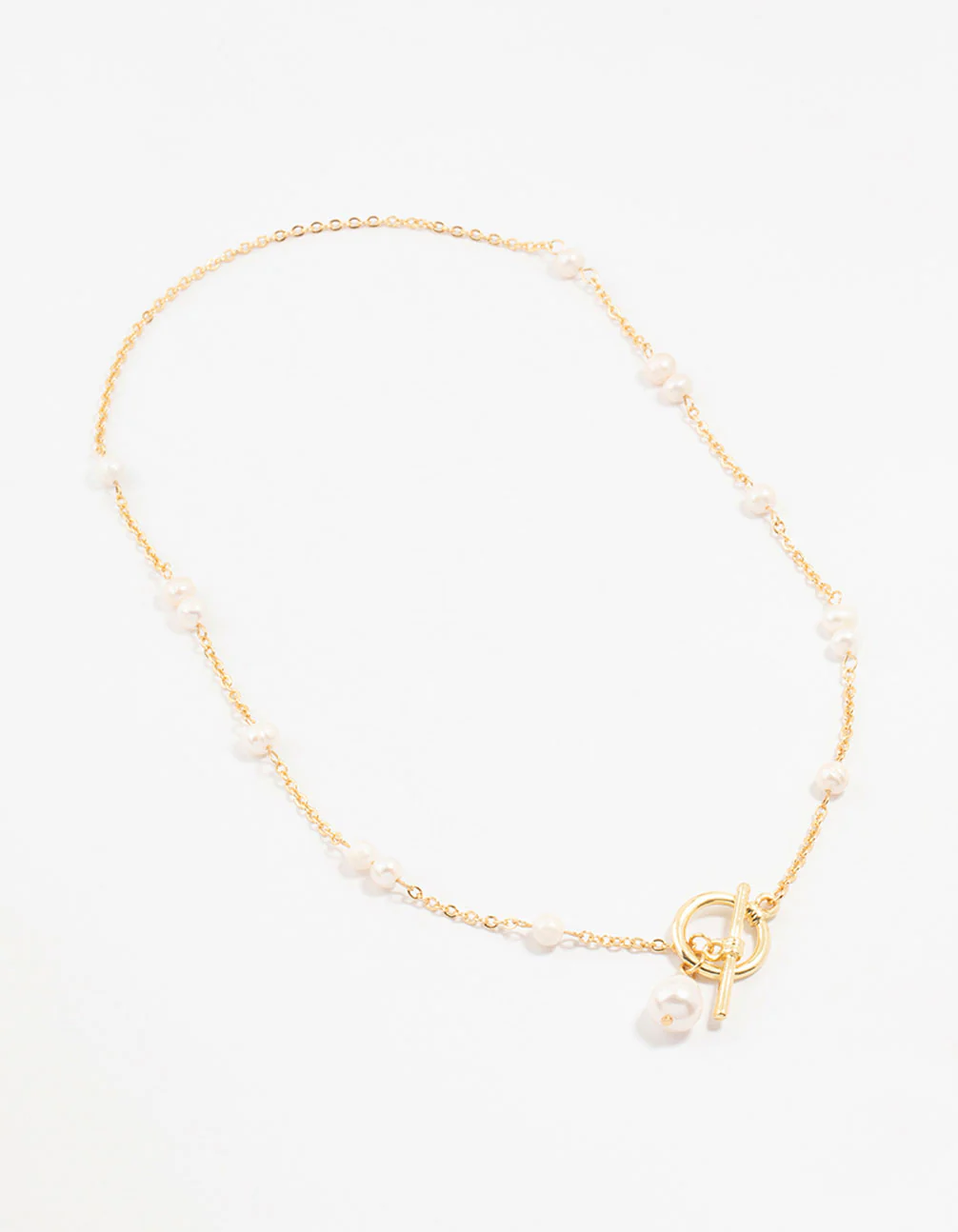 Gold Plated Freshwater Pearl Drop T & O Necklace - Image 2