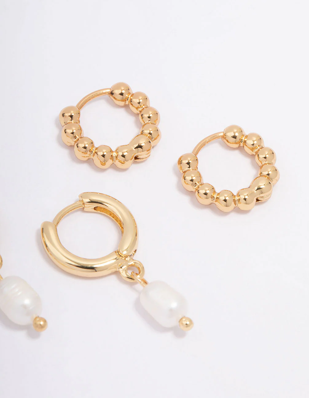 Gold Plated Freshwater Pearl Hoop Earring Pack - Image 3