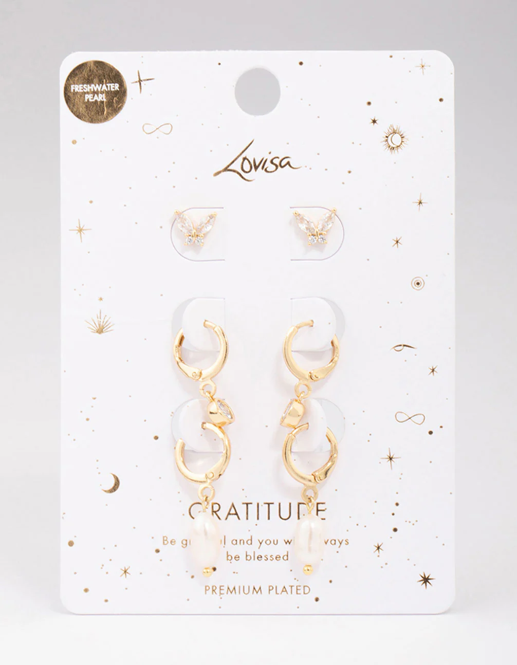 Gold Plated Freshwater Pearl Huggie Earring 3-Pack - Image 2
