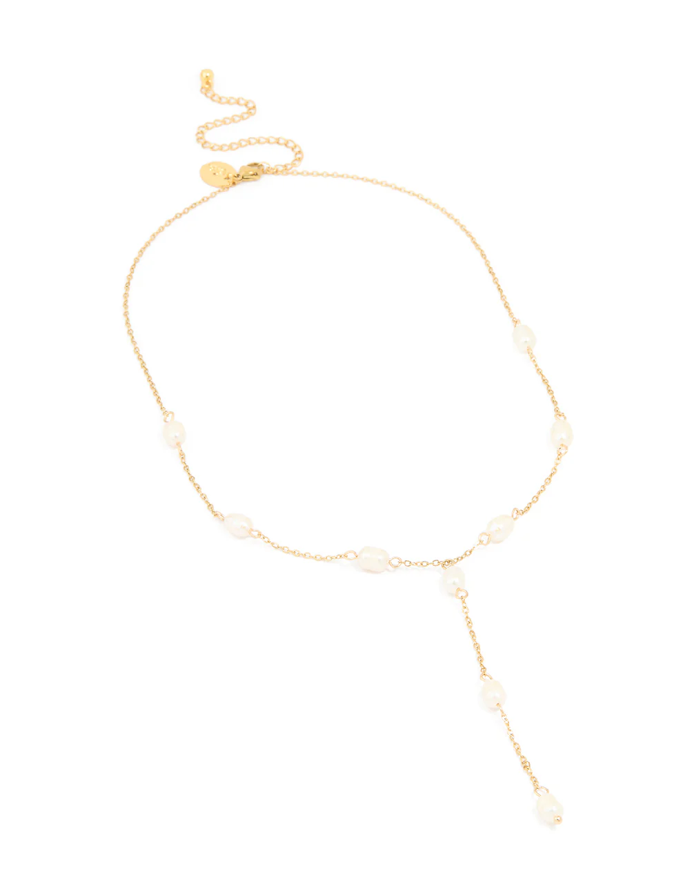 Gold Plated Freshwater Pearl Station Y-Necklace - Image 4