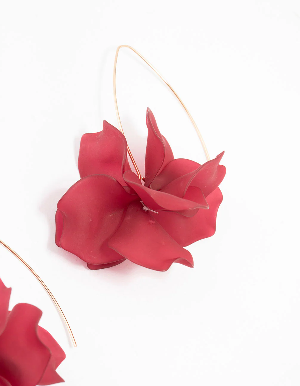 Gold Plated Frosted Flower Drop Earrings - Image 3