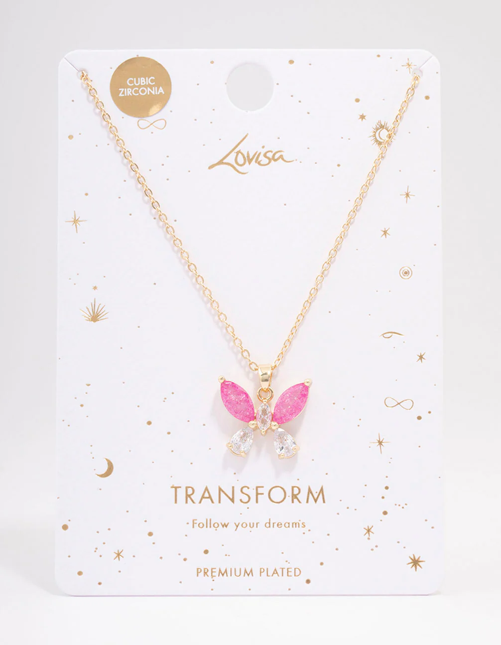 Gold Plated Gleaming Butterfly Pendant Necklace - Image 2