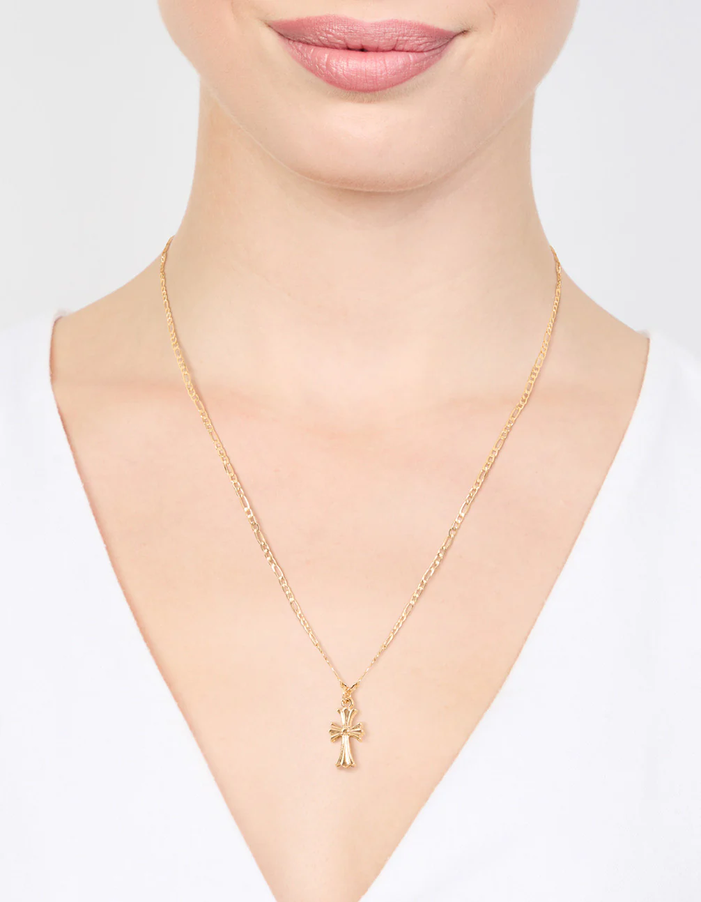 Gold Plated Gothic Mini Cross Necklace - Image 2