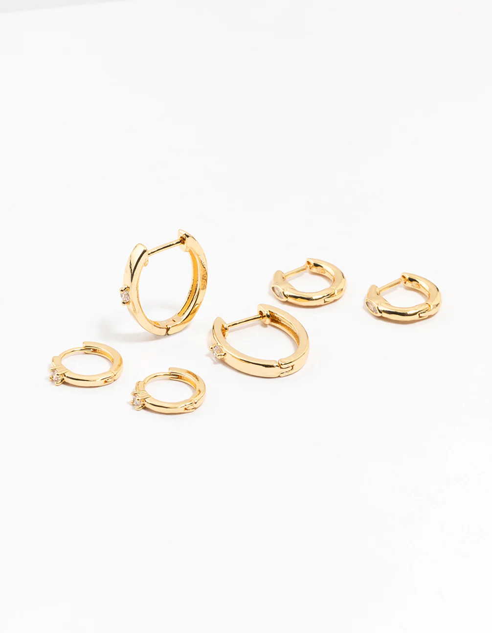 Gold Plated Brass Graduating Cubic ZIrconia Hoop Earrings