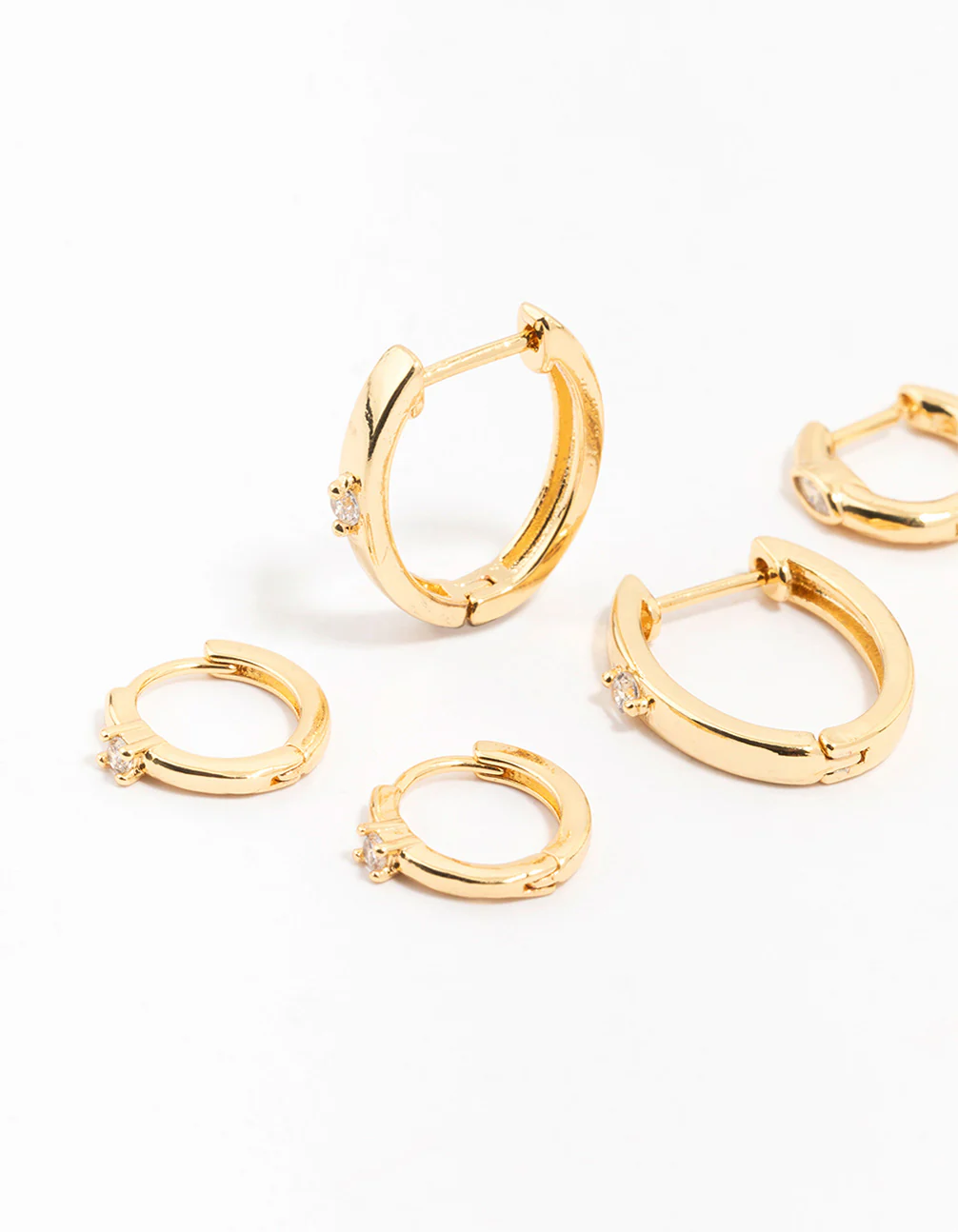 Gold Plated Brass Graduating Cubic ZIrconia Hoop Earrings - Image 2