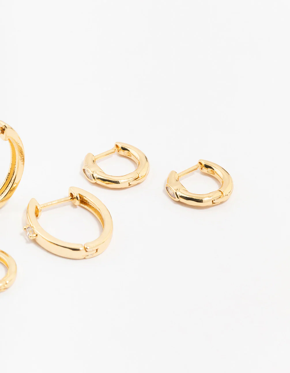 Gold Plated Brass Graduating Cubic ZIrconia Hoop Earrings - Image 3