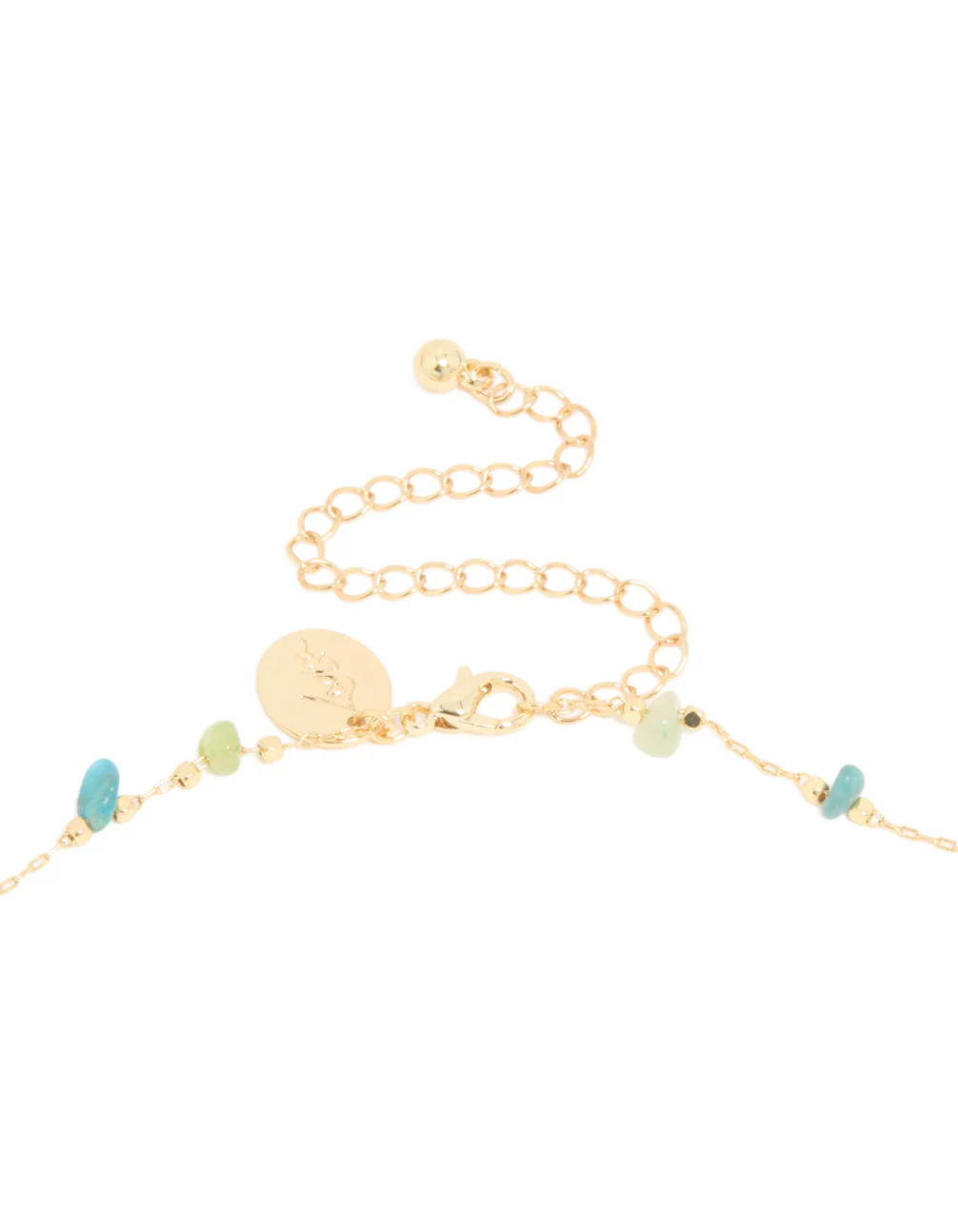 Gold Plated Green Blue Black Semi Precious Stone Y-Necklace - Image 3