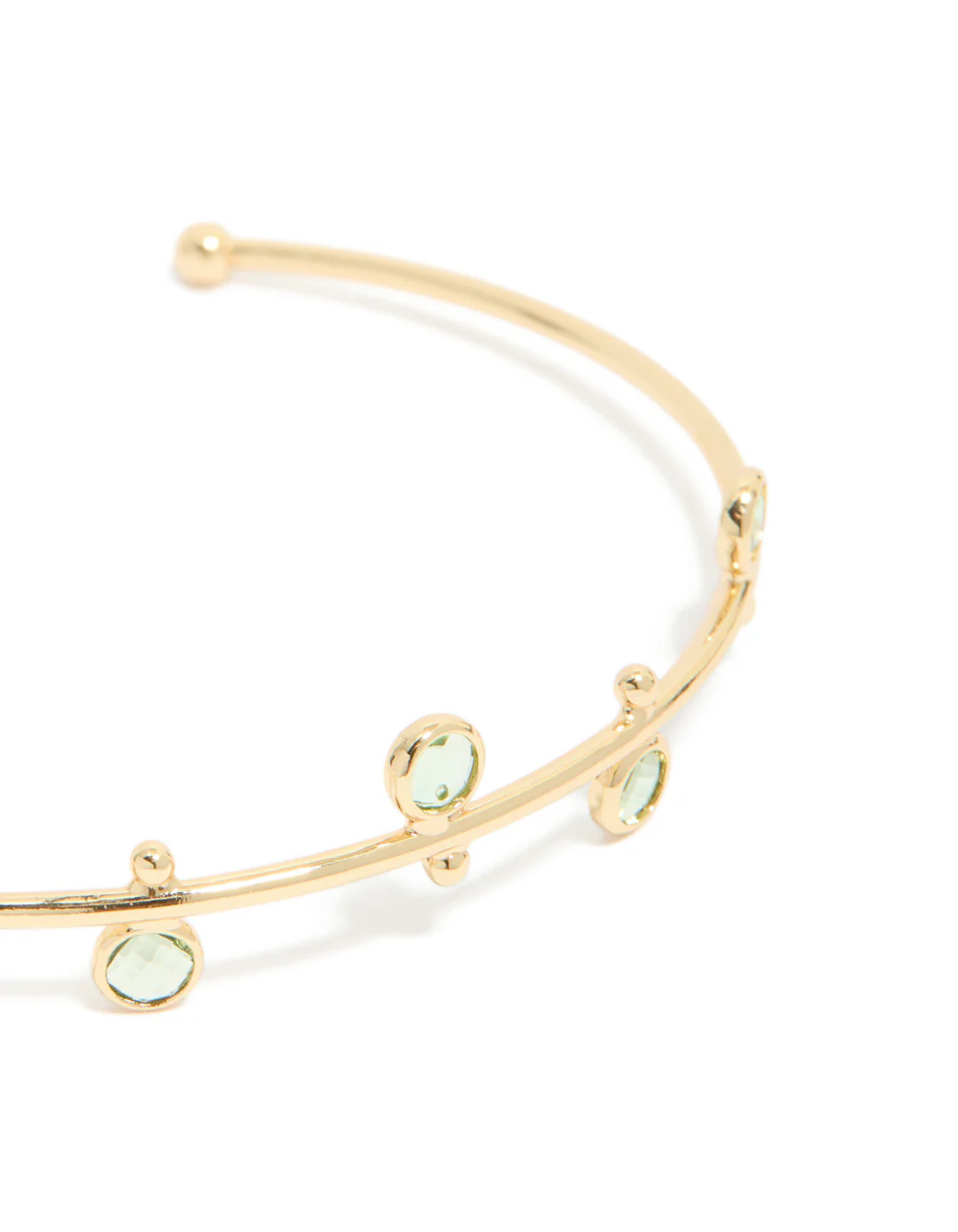 Gold Plated & Green Cubic Zirconia Wrist Cuff - Image 4