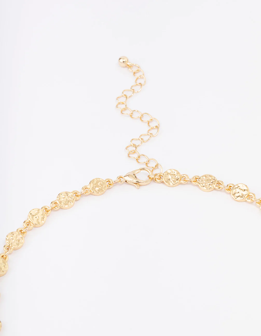 Gold Plated Hammered Disc Chain Necklace - Image 3
