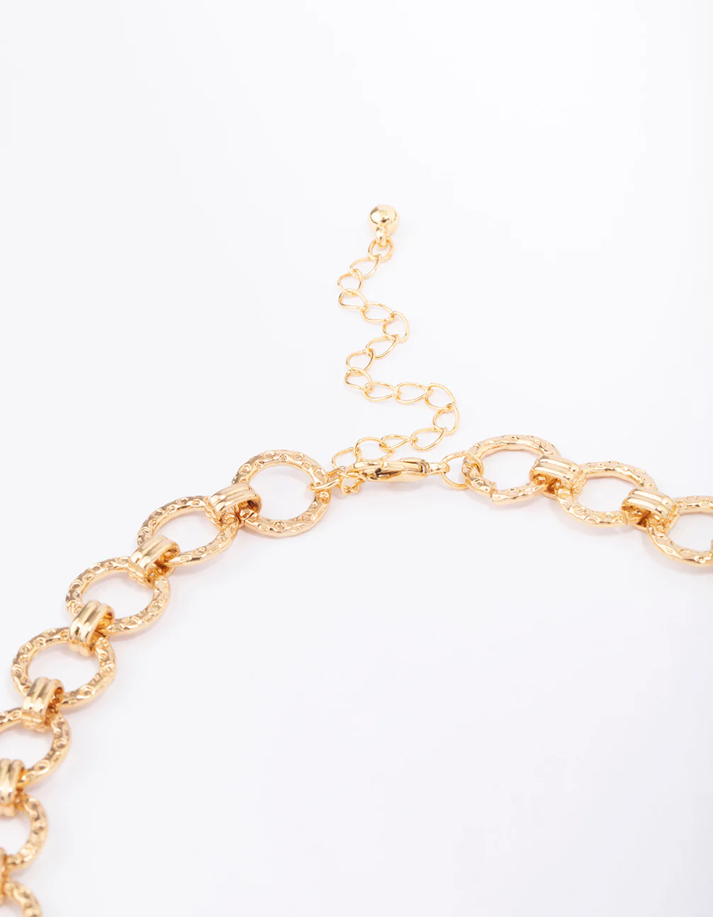 Gold Plated Hammered Round Link Chain Necklace - Image 3
