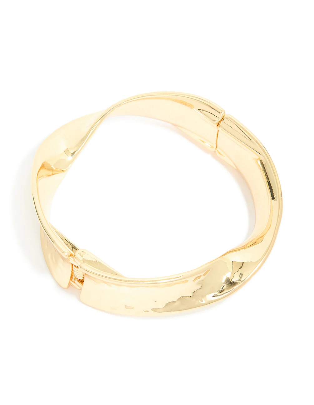 Gold Plated Hammered Twist Hinged Bangle - Image 2