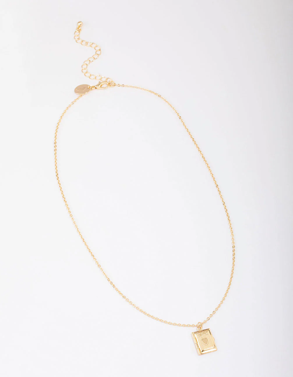Gold Plated Heart Book Locket Pendant Necklace - Image 3