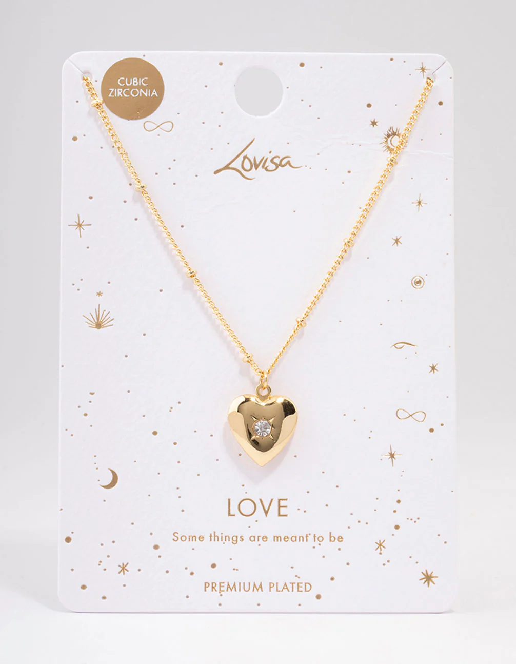 Gold Plated Heart Cubic Zirconia Pendant Necklace - Image 2