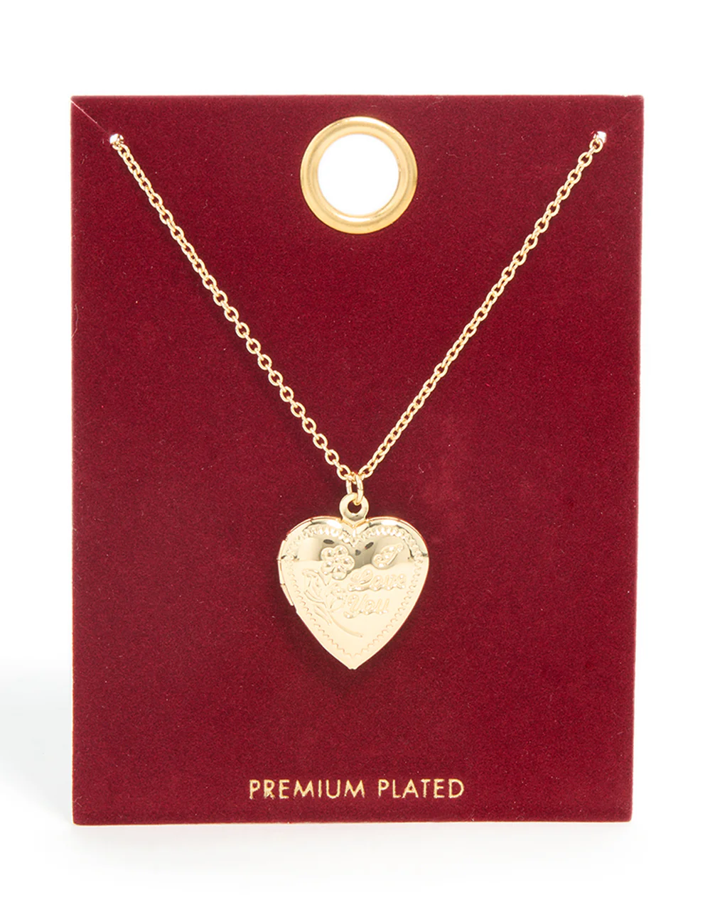 Gold Plated Heart 'Love You' Locket Necklace - Image 4
