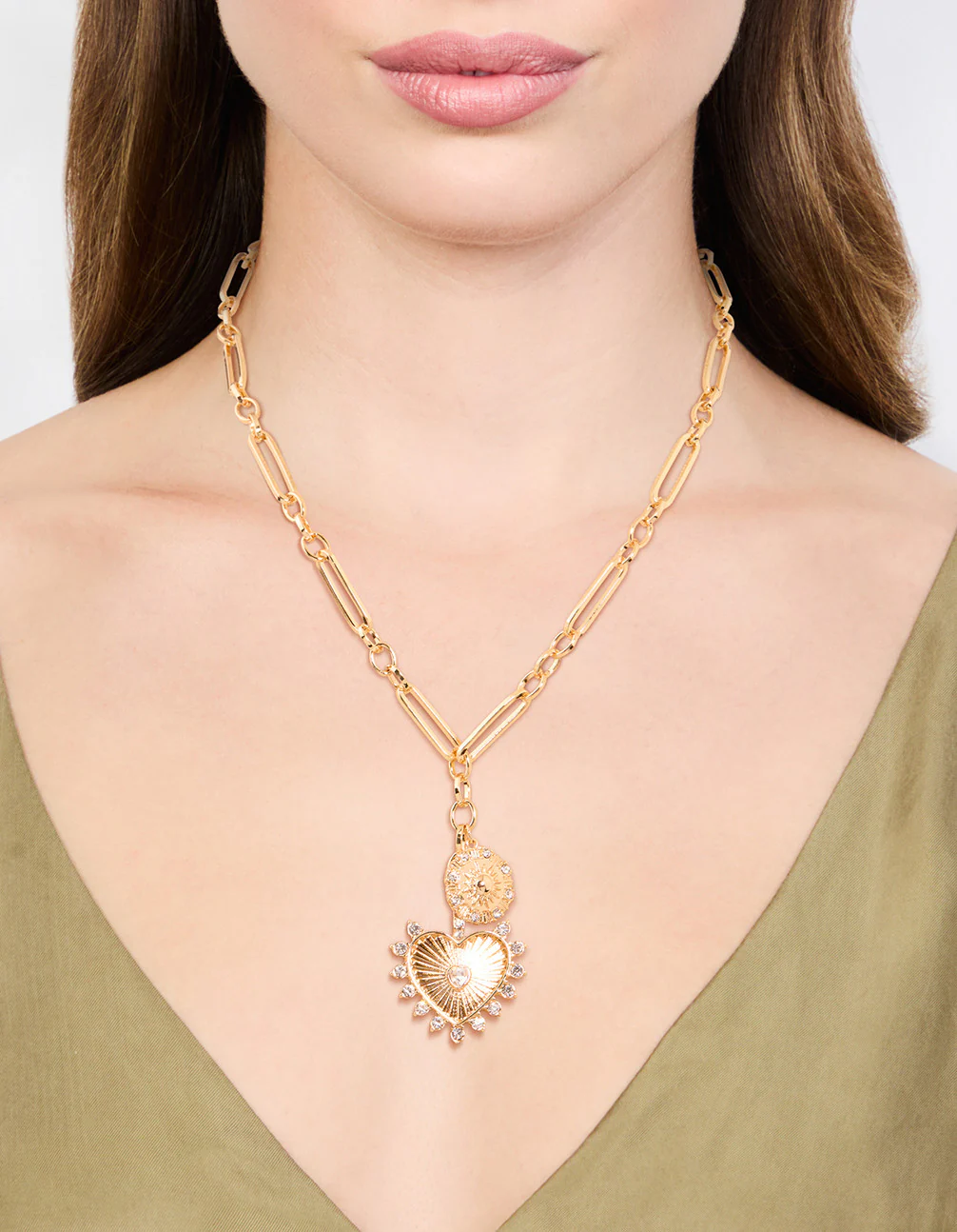 Gold Plated Heart & Sun Charm Necklace - Image 2