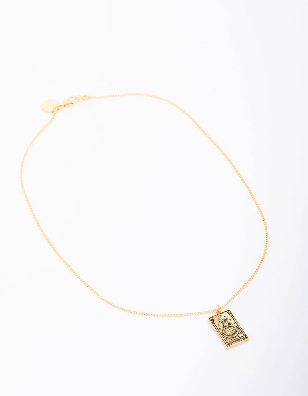 Gold Plated High Priestess Tarot Card Pendant Necklace - Image 3