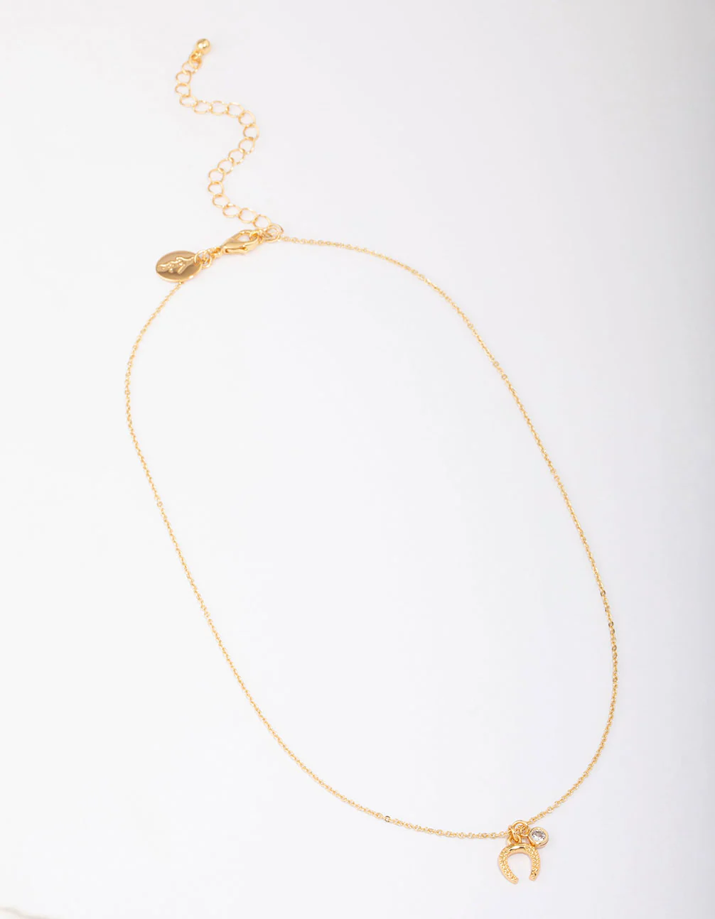 Gold Plated Horseshoe Cubic Zirconia Pendant Necklace - Image 3