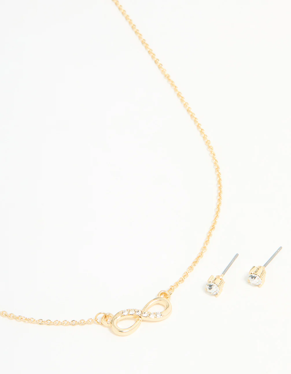 Gold Plated Infinity Pendant Necklace & Earrings Set