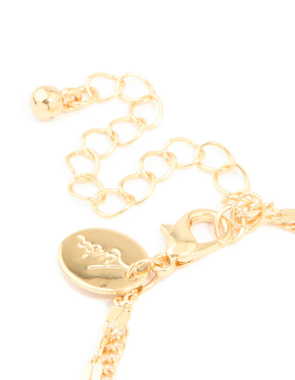 Gold Plated Jade Semi Precious Stone Chip & Cubic Zirconia Layered Bracelet - Image 5