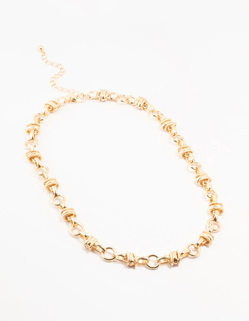 Gold Plated Knotted Circle Link Necklace - Image 2