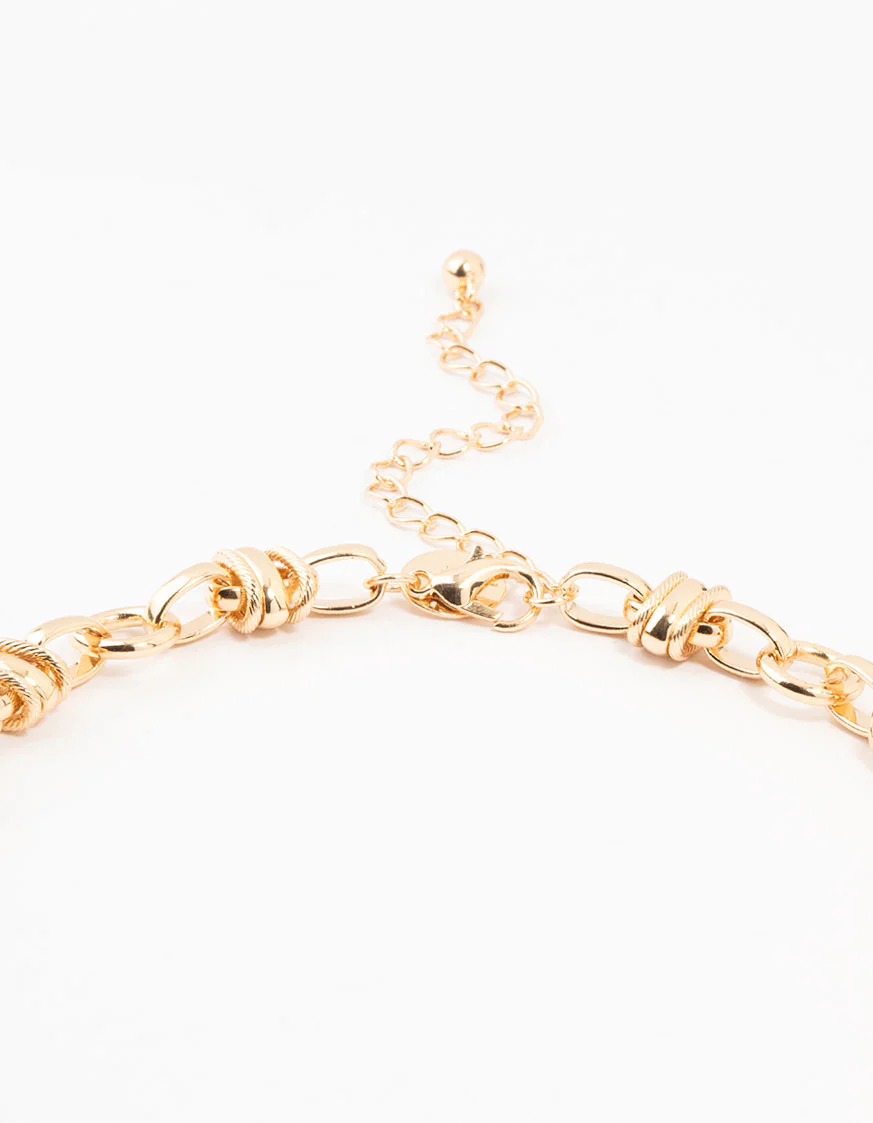 Gold Plated Knotted Circle Link Necklace - Image 3