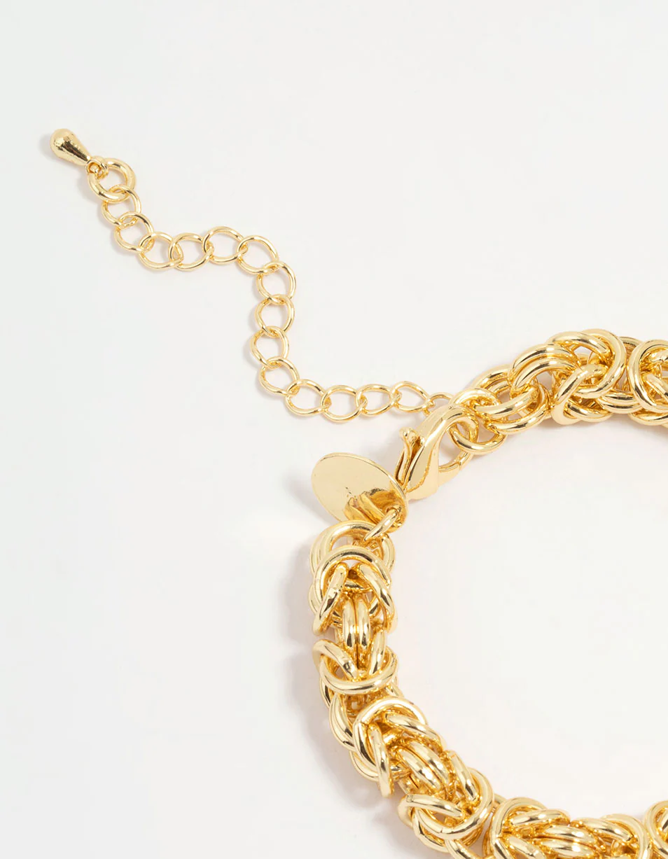 Gold Plated Knotted Cluster Chain Bracelet - Image 3