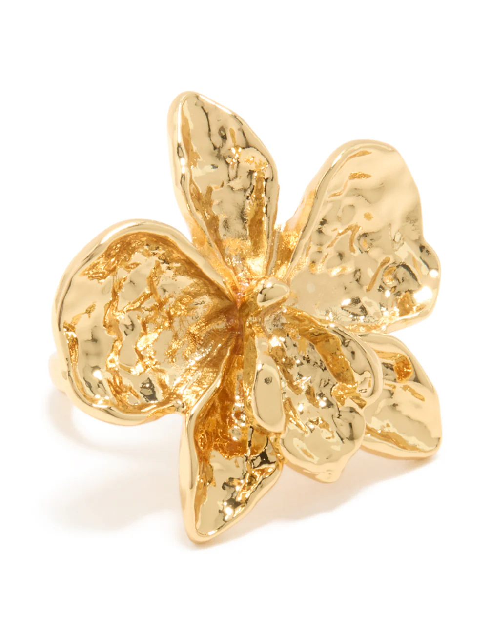 Gold Plated Large Molten Flower Ring - Image 2