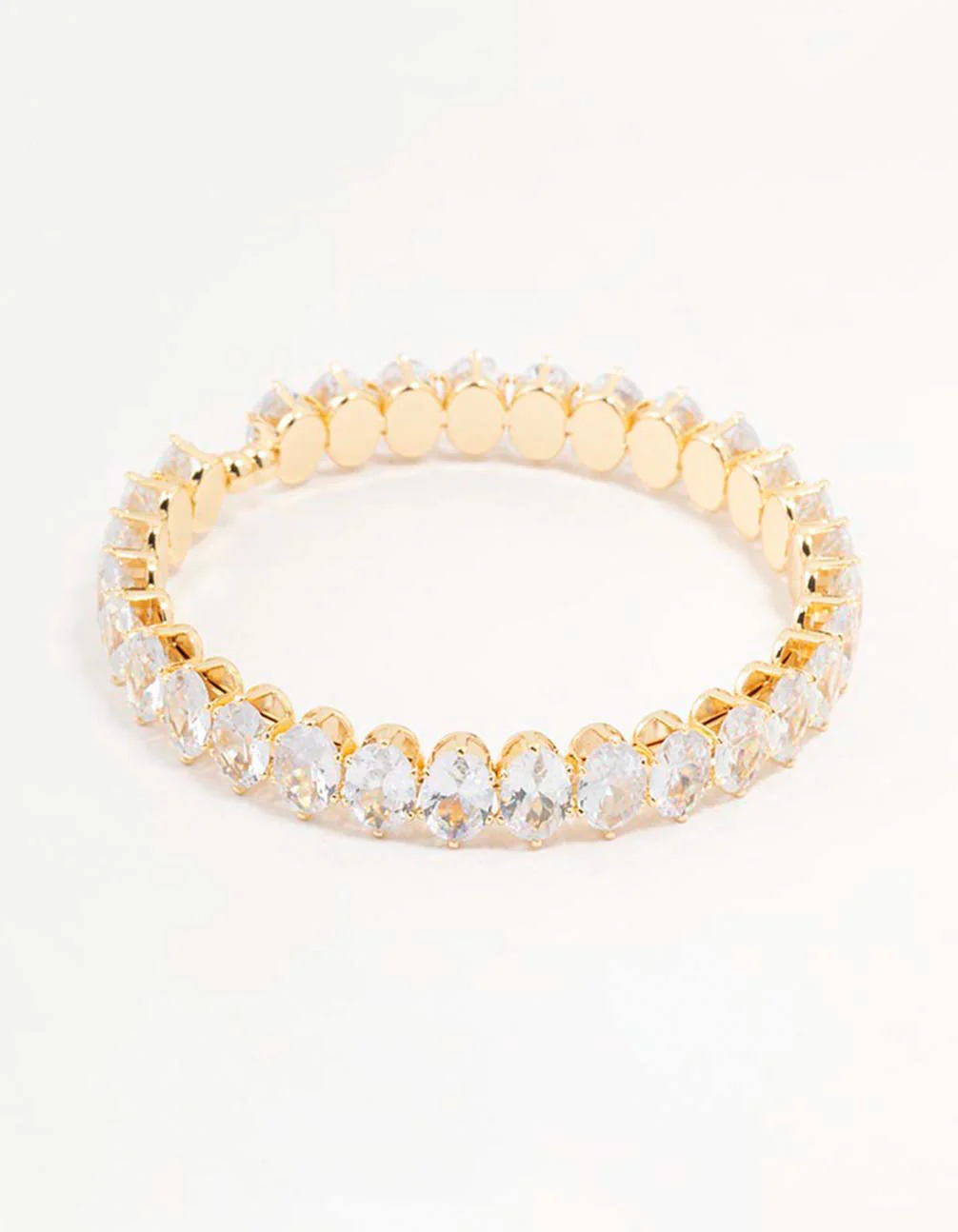 Gold Plated Large Oval Station Wrist Cuff