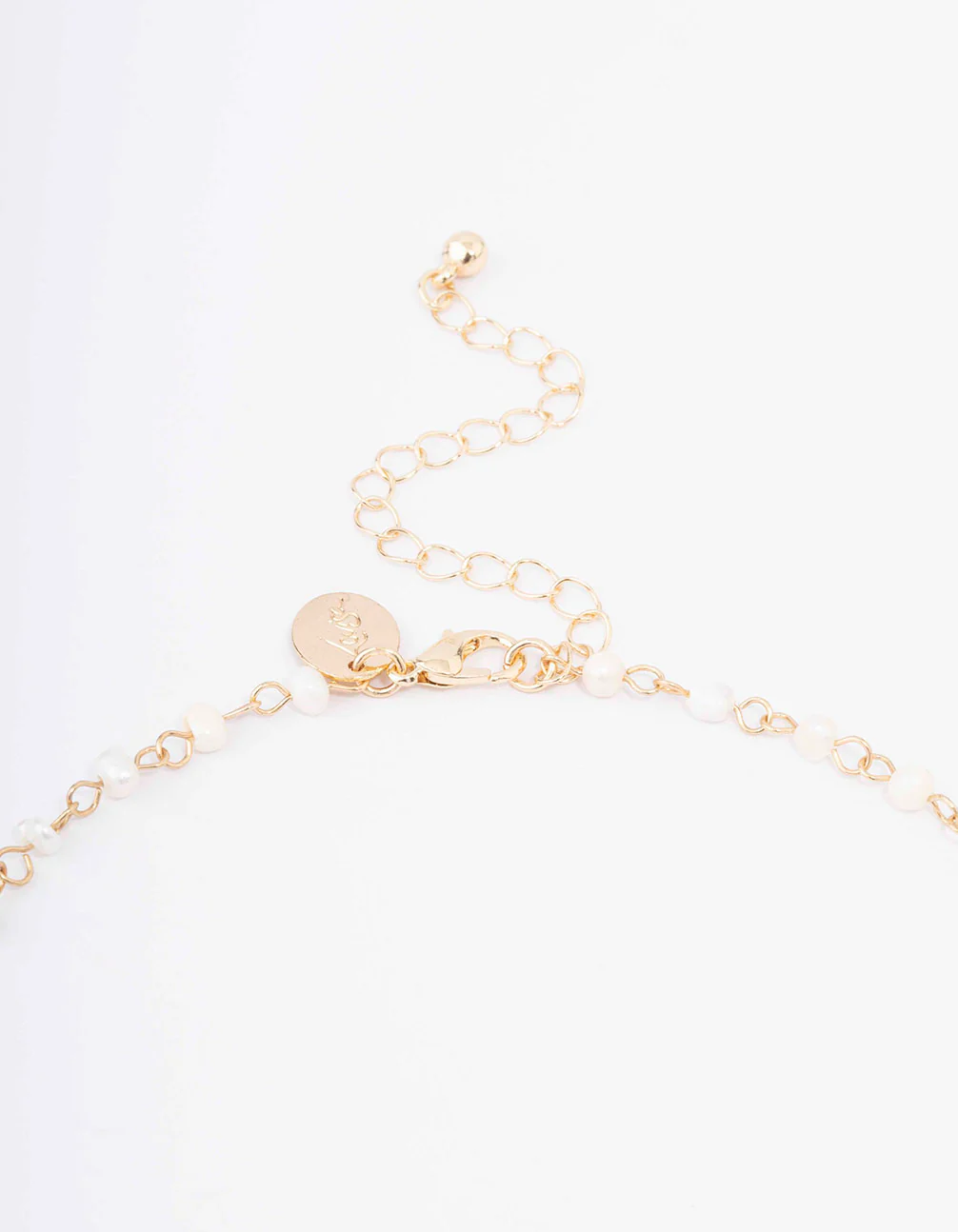 Gold Plated Large Pearl Y-Shaped Pendant Necklace - Image 3