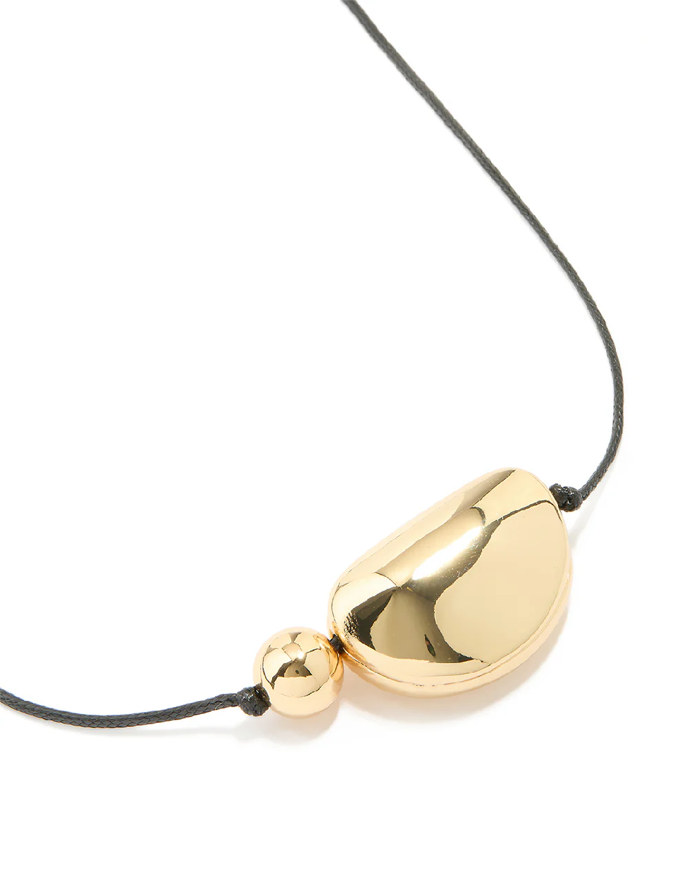 Gold Plated Large Pebble Cord Necklace