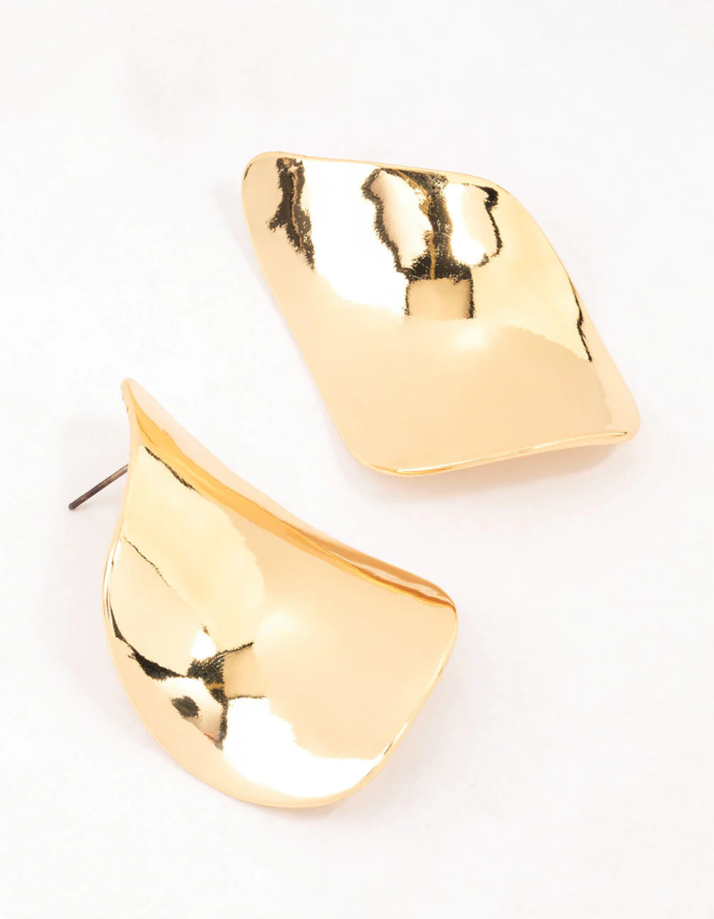 Gold Plated Large Petal Stud Earrings