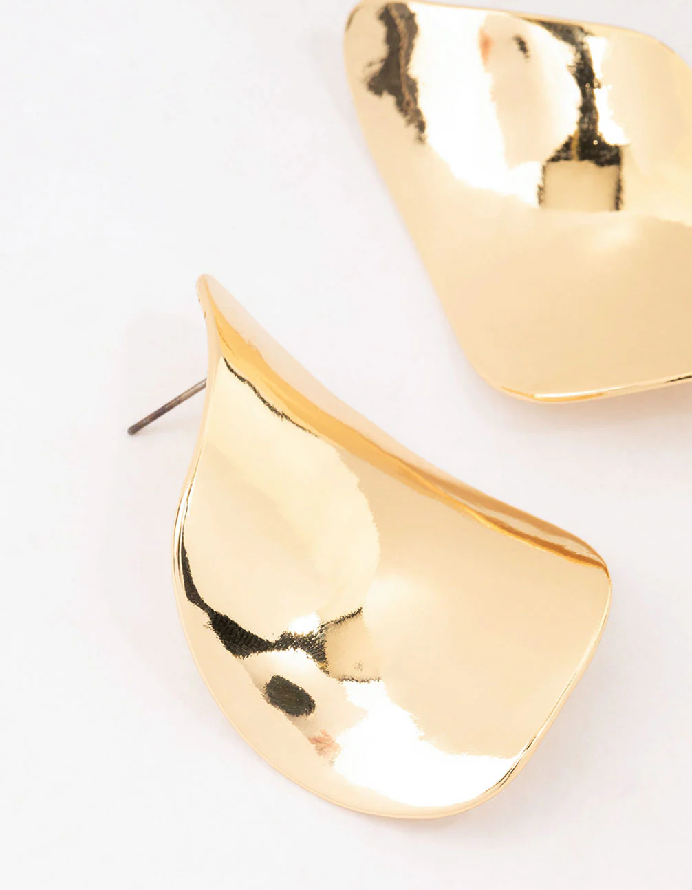 Gold Plated Large Petal Stud Earrings - Image 2