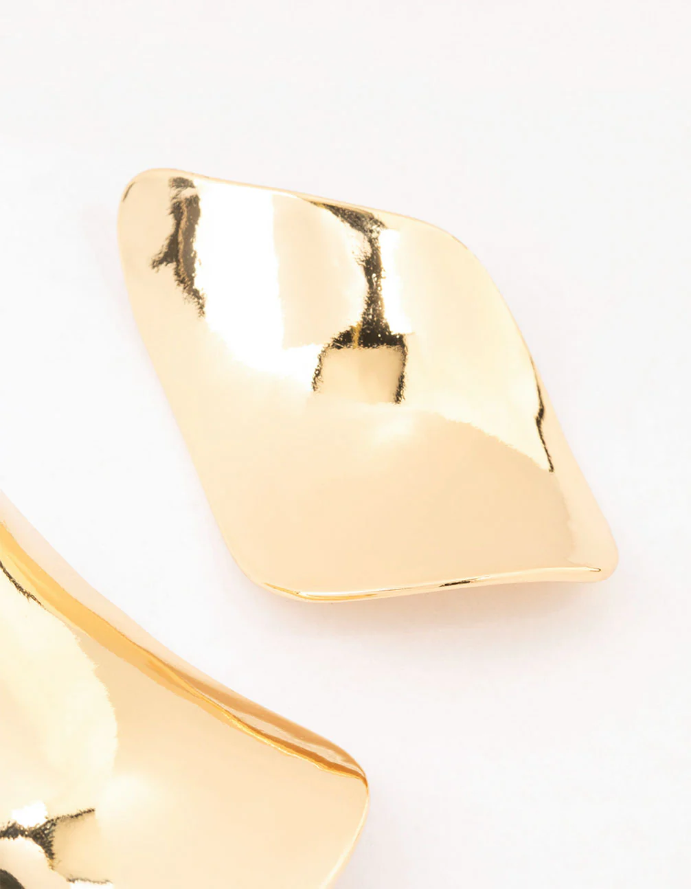 Gold Plated Large Petal Stud Earrings - Image 3