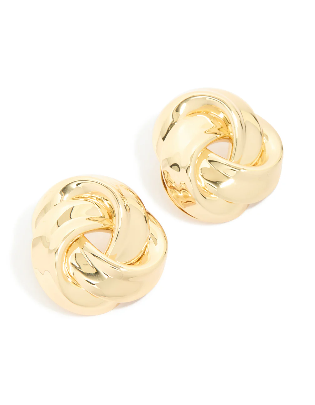 Gold Plated Large Woven Knot Stud Earrings - Image 2