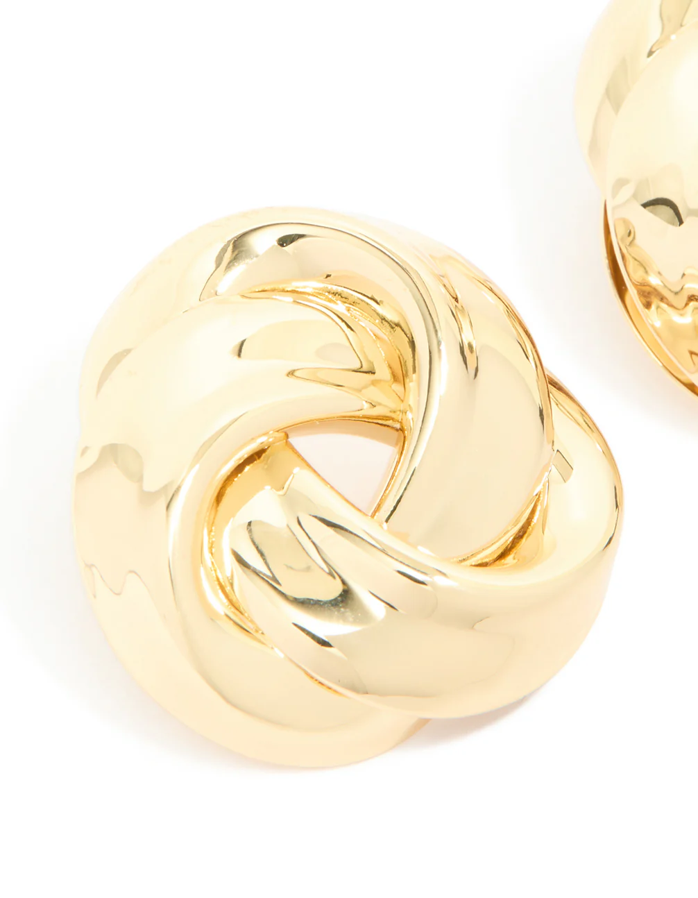 Gold Plated Large Woven Knot Stud Earrings - Image 4