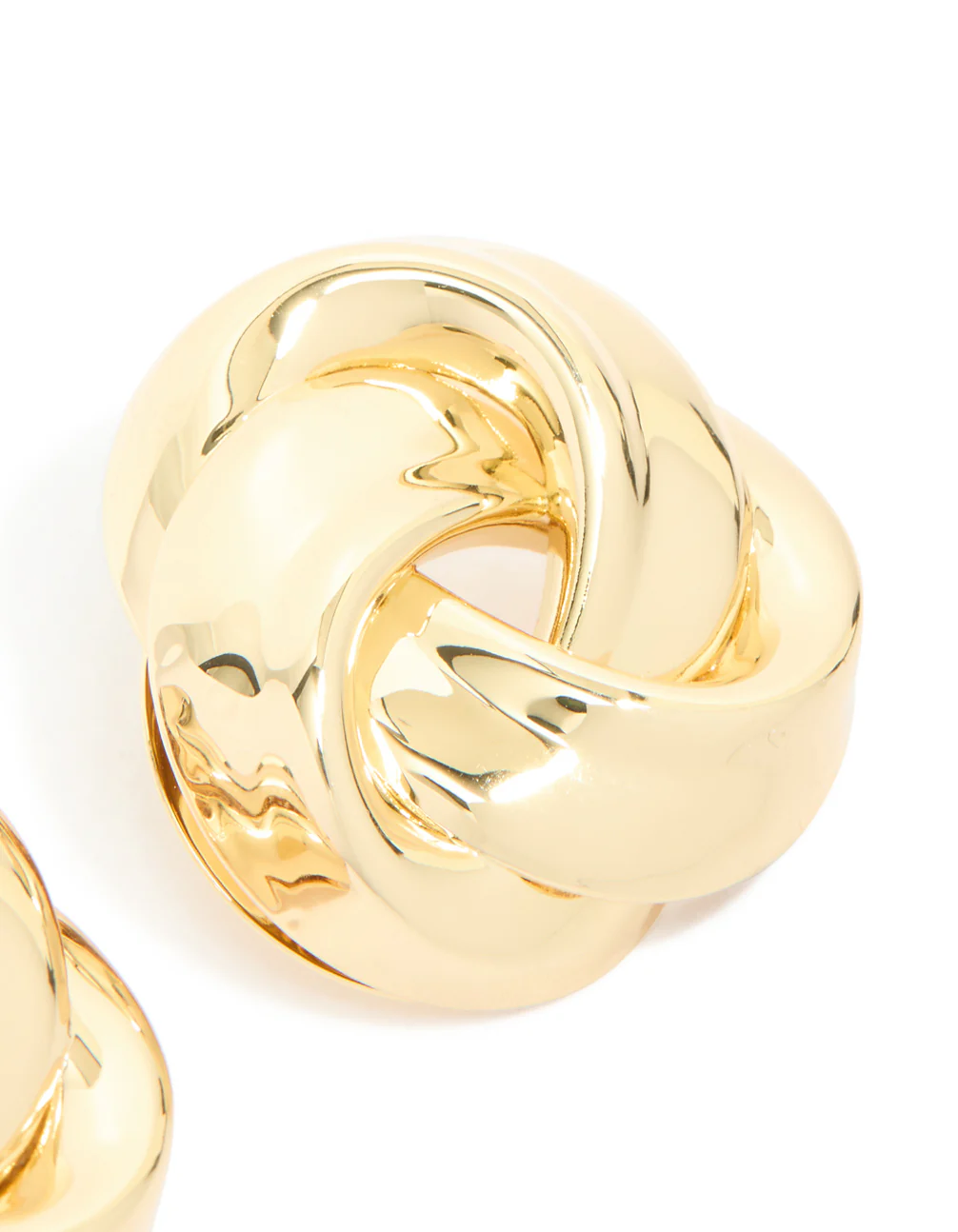 Gold Plated Large Woven Knot Stud Earrings - Image 5