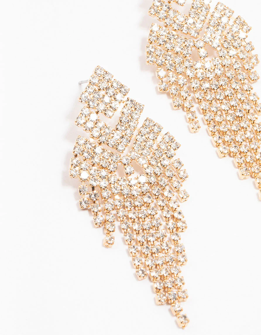 Gold Plated Layered Cupchain Drop Earrings - Image 2