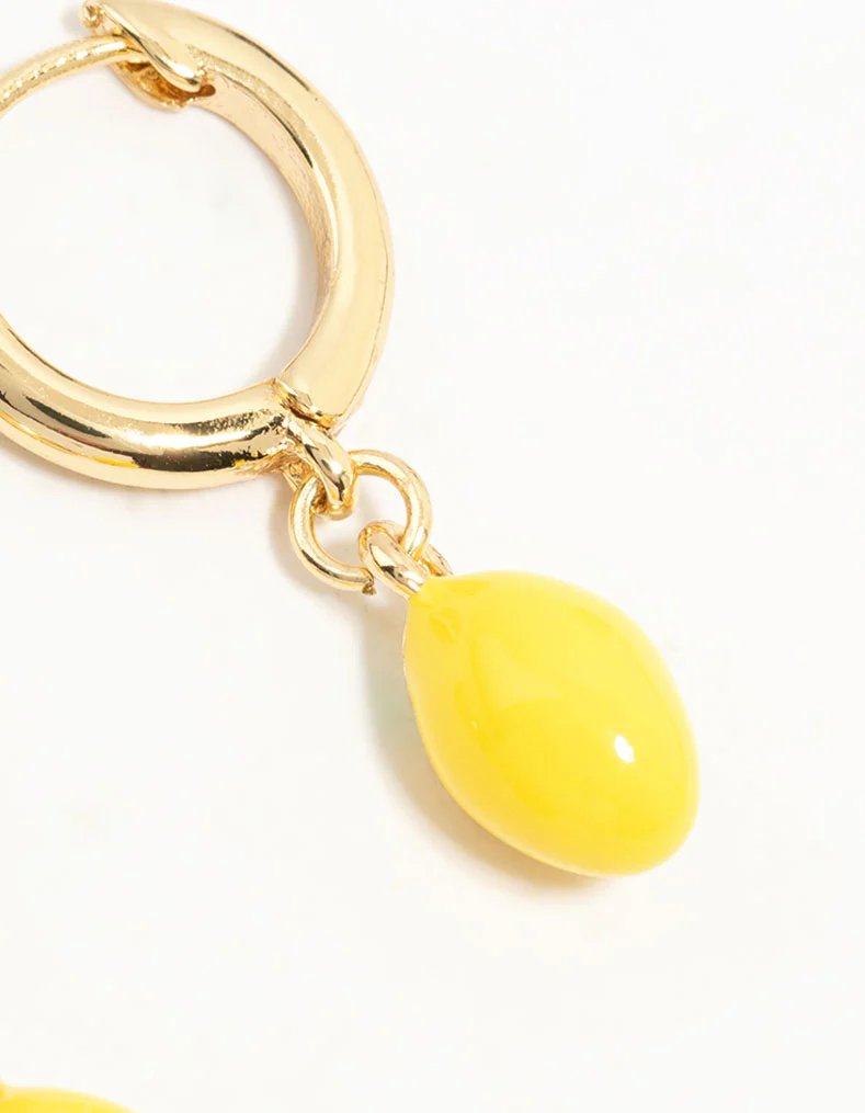 Gold Plated Lemon Huggie Earrings - Image 5
