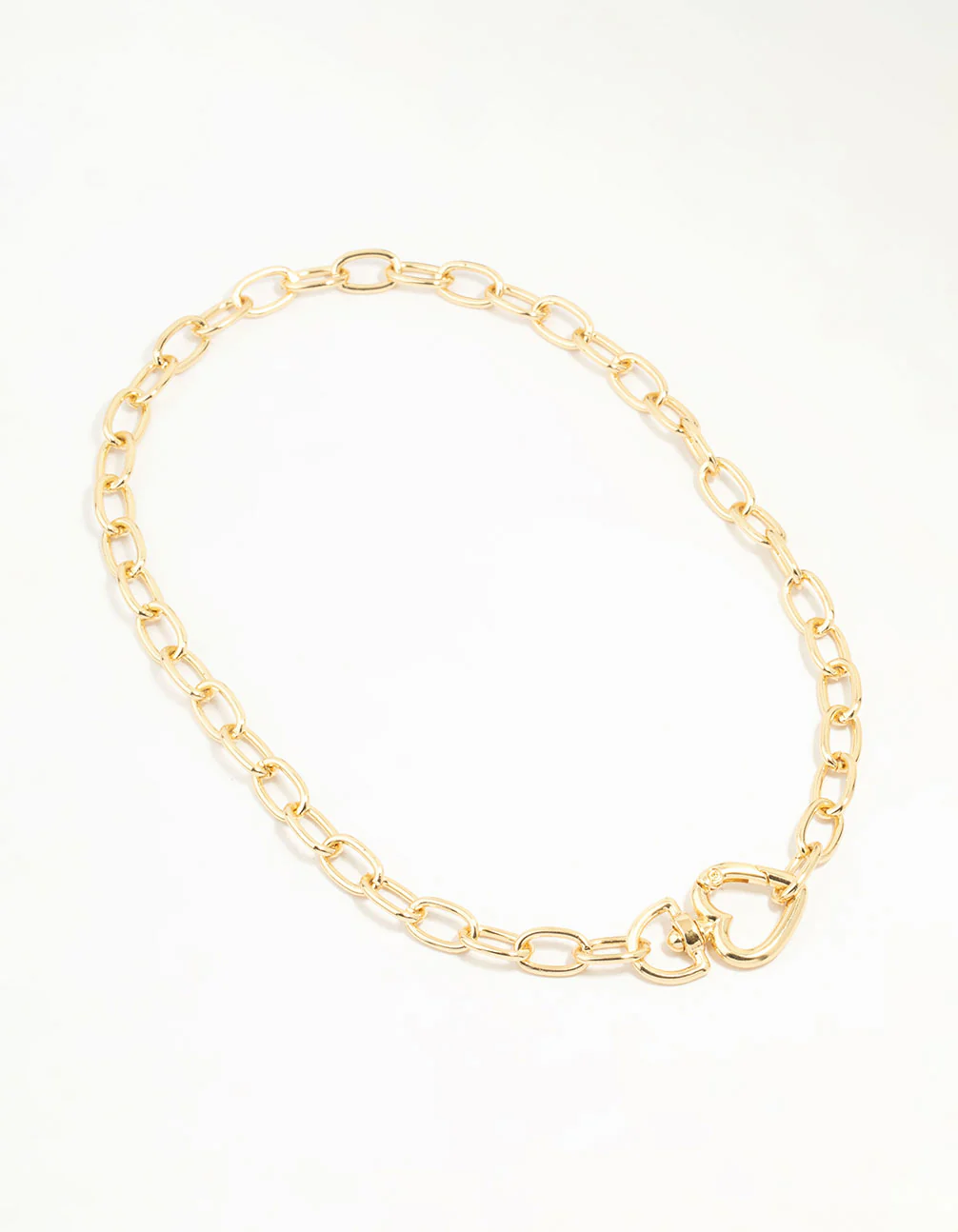 Gold Plated Link Heart Clasp Necklace - Image 4