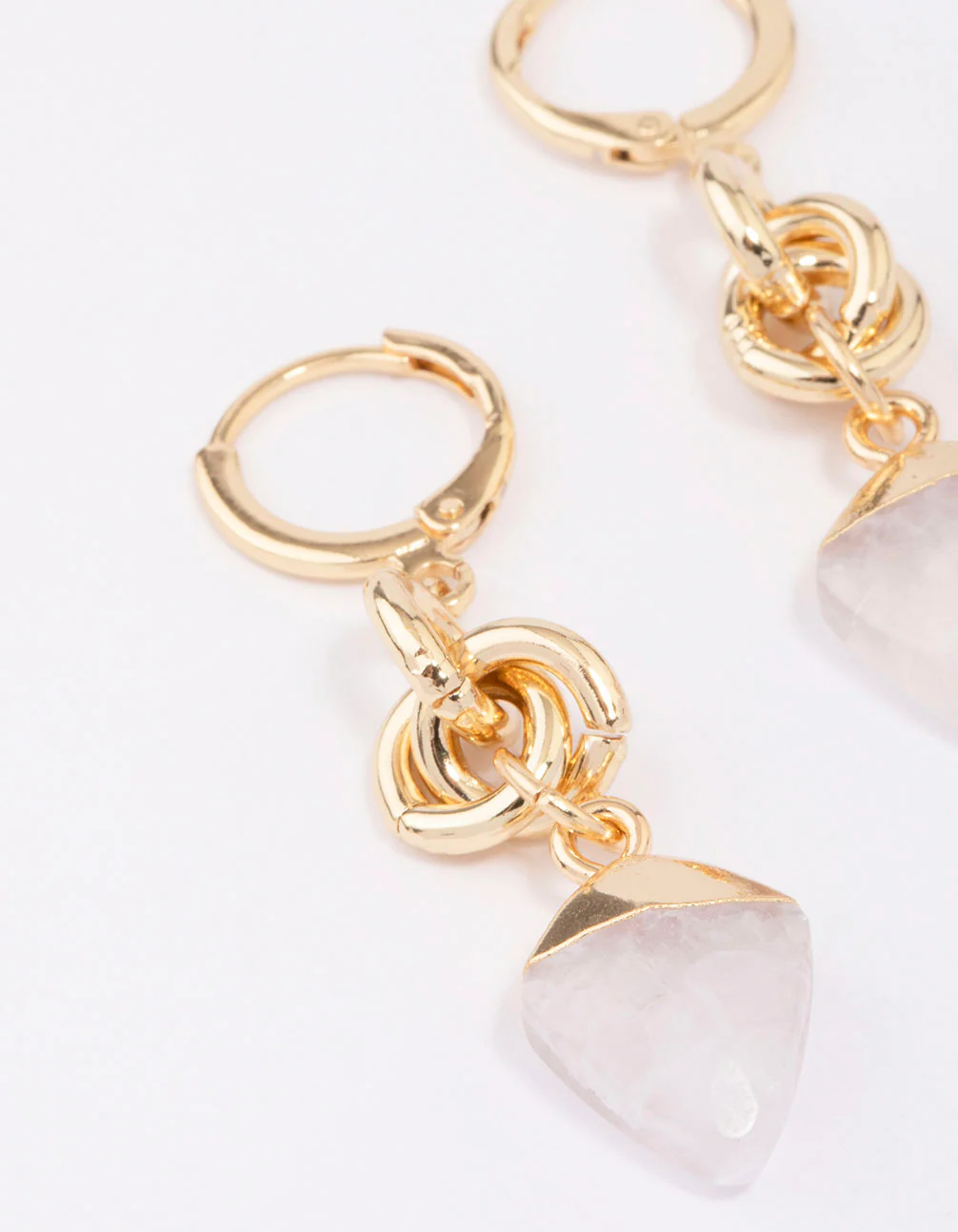 Gold Plated Linked Semi-Precious Drop Earrings - Image 3