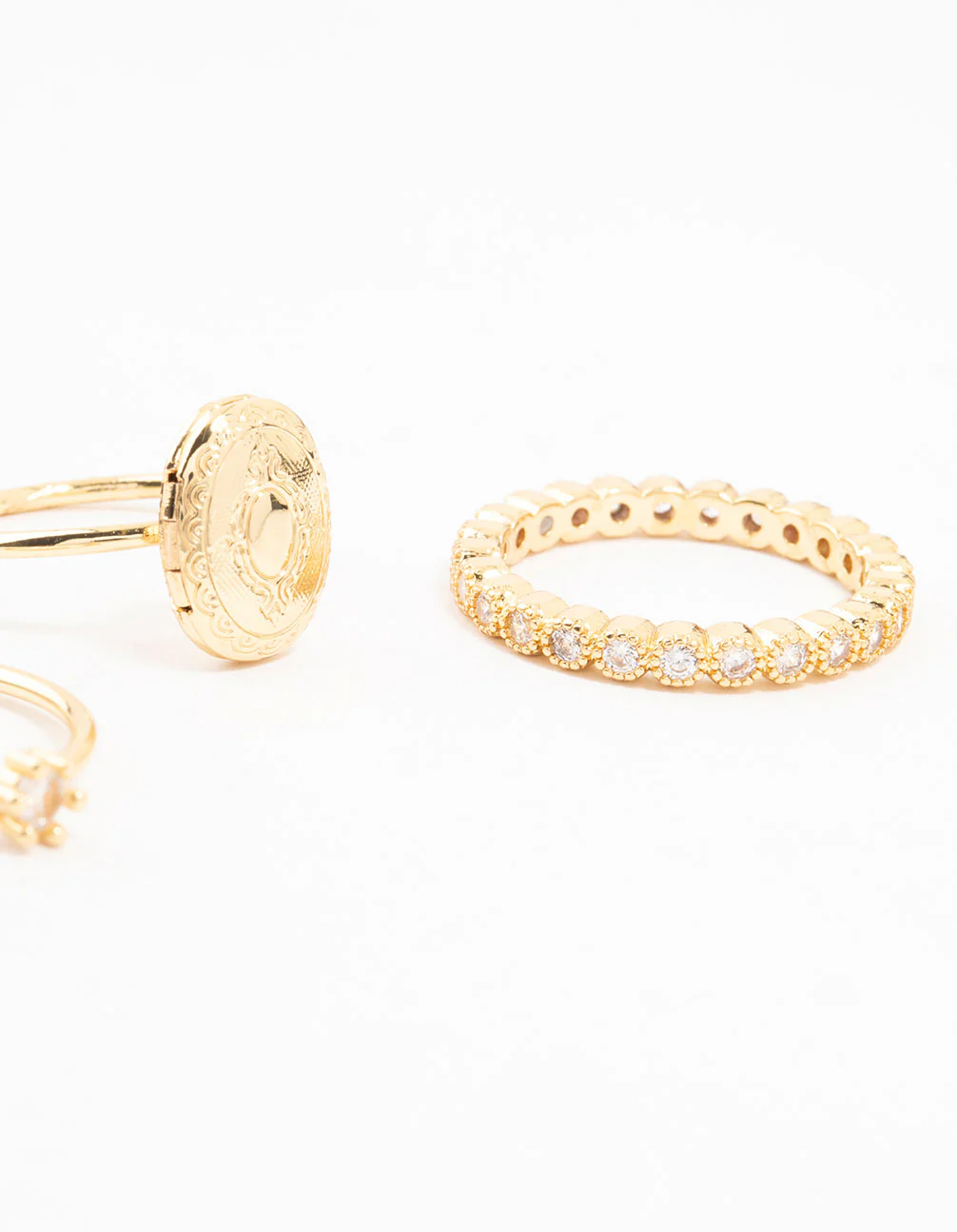 Gold Plated Locket Rings 3-Pack - Image 3