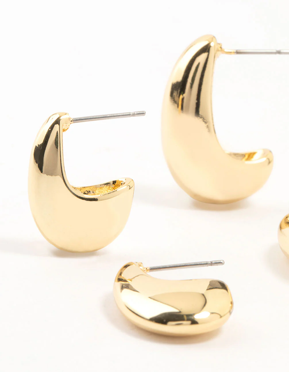 Gold Plated Long Drop Stud Earrings - Image 2