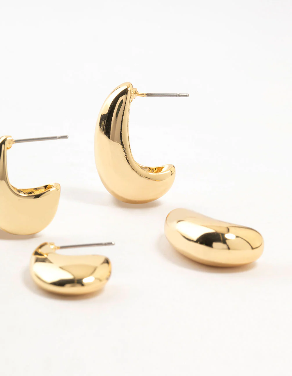 Gold Plated Long Drop Stud Earrings - Image 3