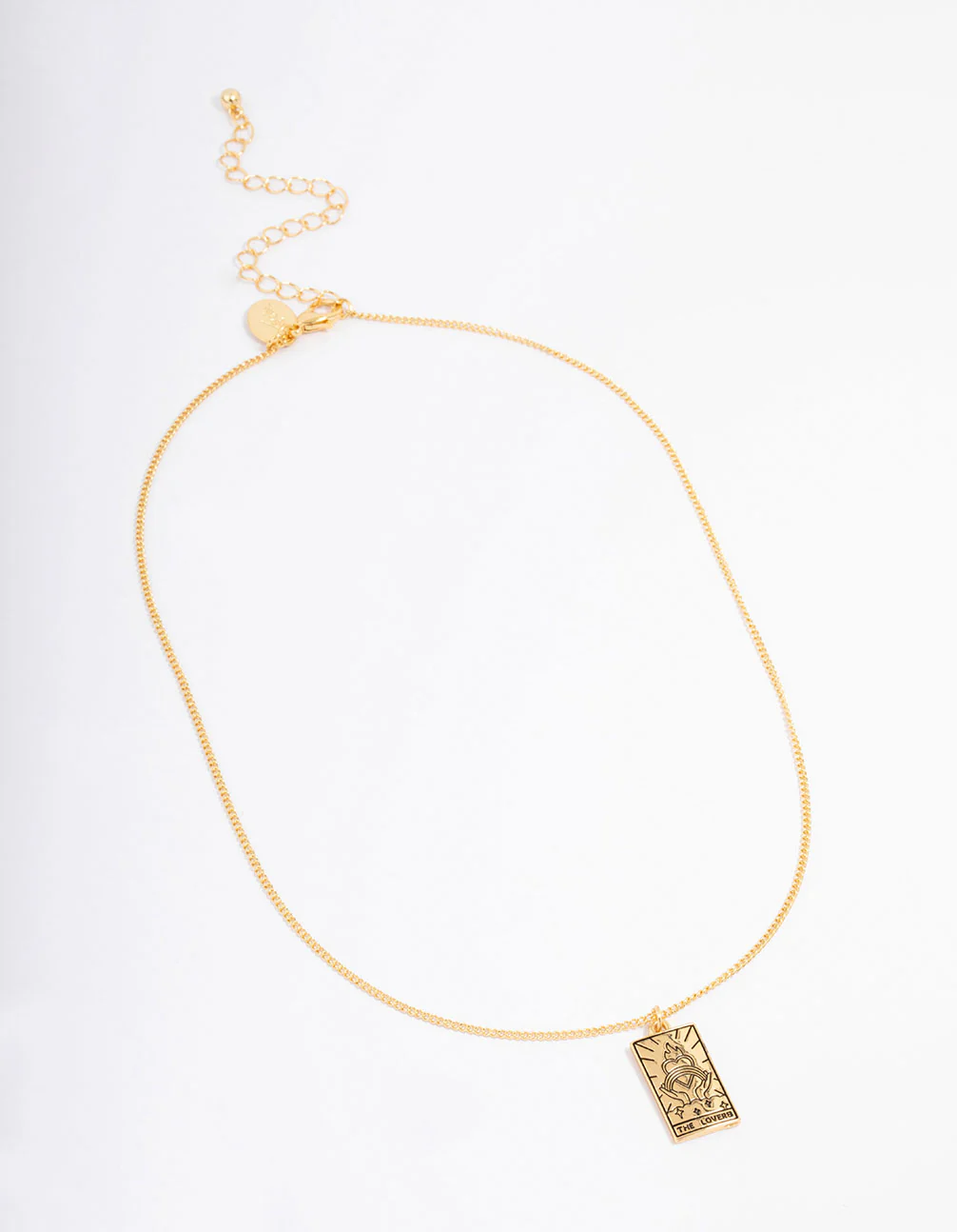 Gold Plated Lovers Tarot Card Pendant Necklace - Image 3